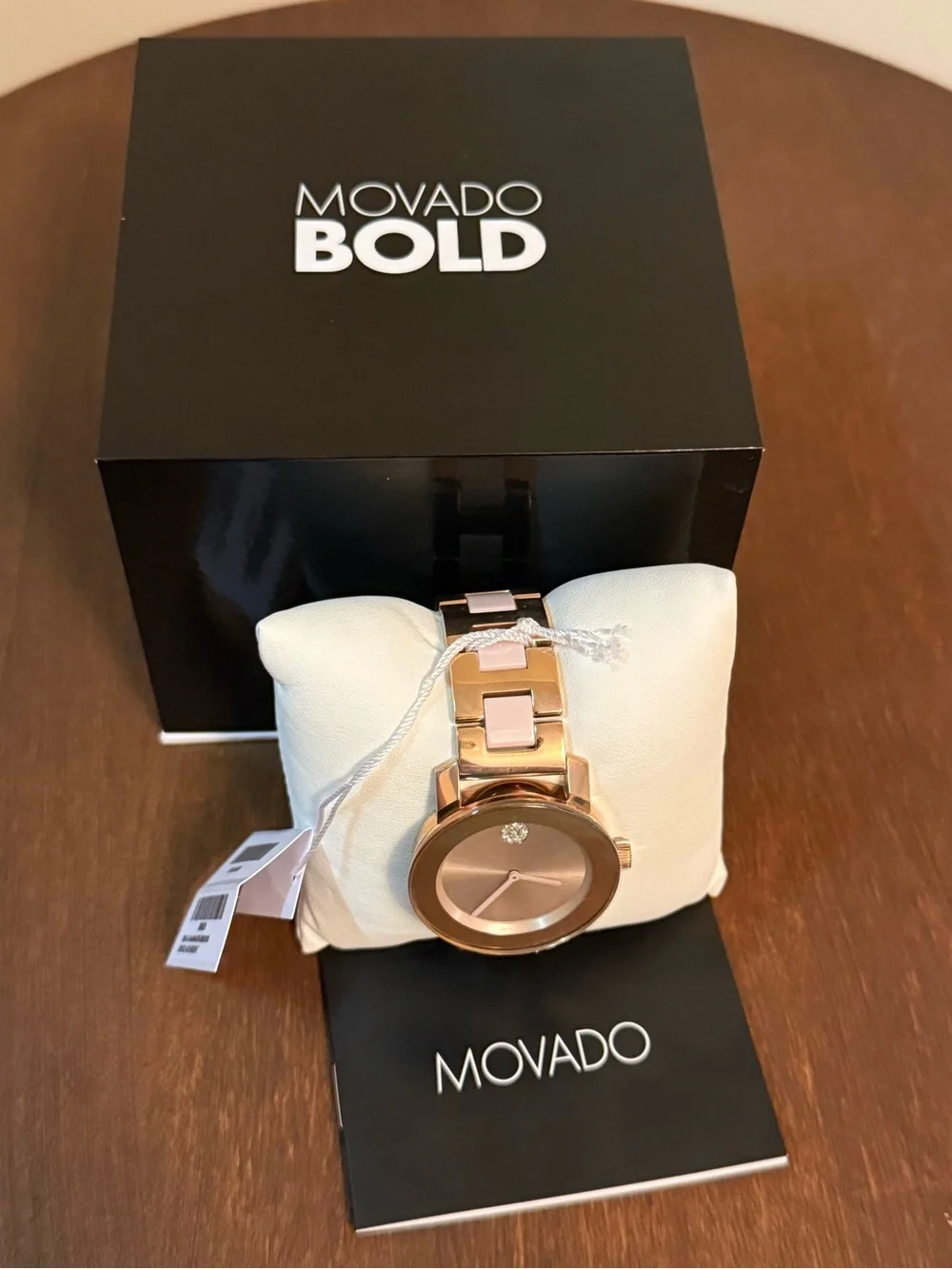 NWT Movado Bold Women’s Ceramic Rose Gold Watch #3600639